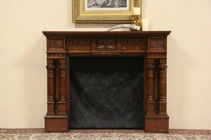 Main image of Oak Architectural Salvage Fireplace Surround & Mantel