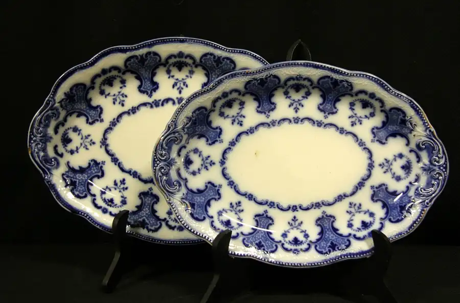 Main image of Flow Blue Antique China Alton by Grindley 1880 Pair of Platters