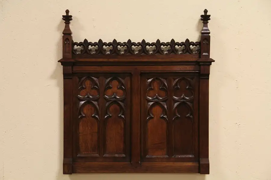 Main image of Gothic Oak and Walnut Architectural Fragment, Wall Hanging