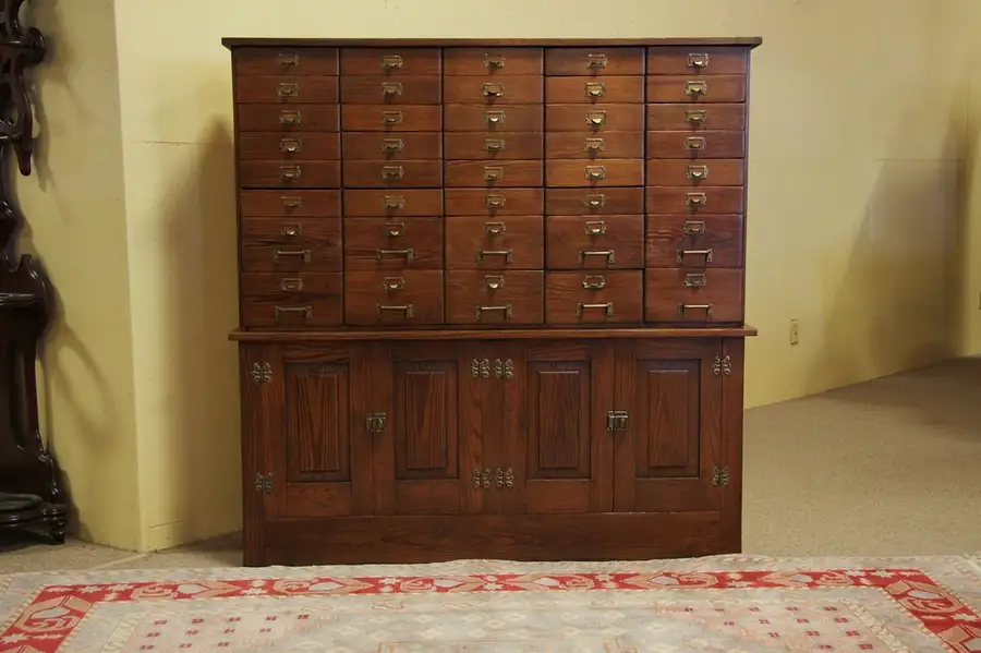 Main image of Country Lawyer Victorian Pine 40 Drawer File Cabinet