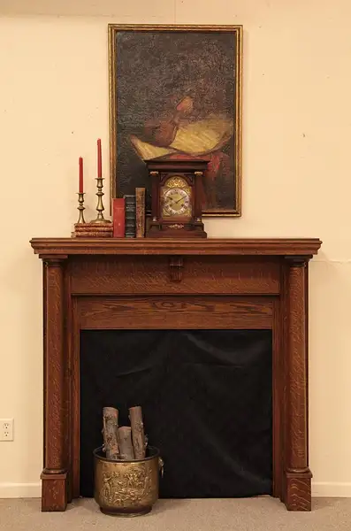 Main image of Antique Oak early 1900's Fireplace Mantel Surround