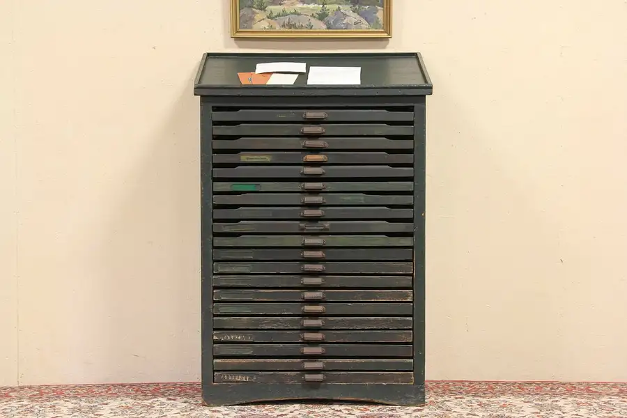 Main image of Hamilton 20 Drawer Antique Pine Type Cabinet