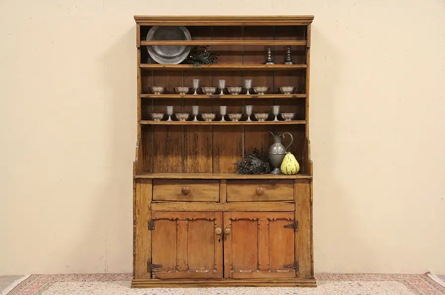 Main image of Irish Country Pine 1850 Antique Pewter Cupboard