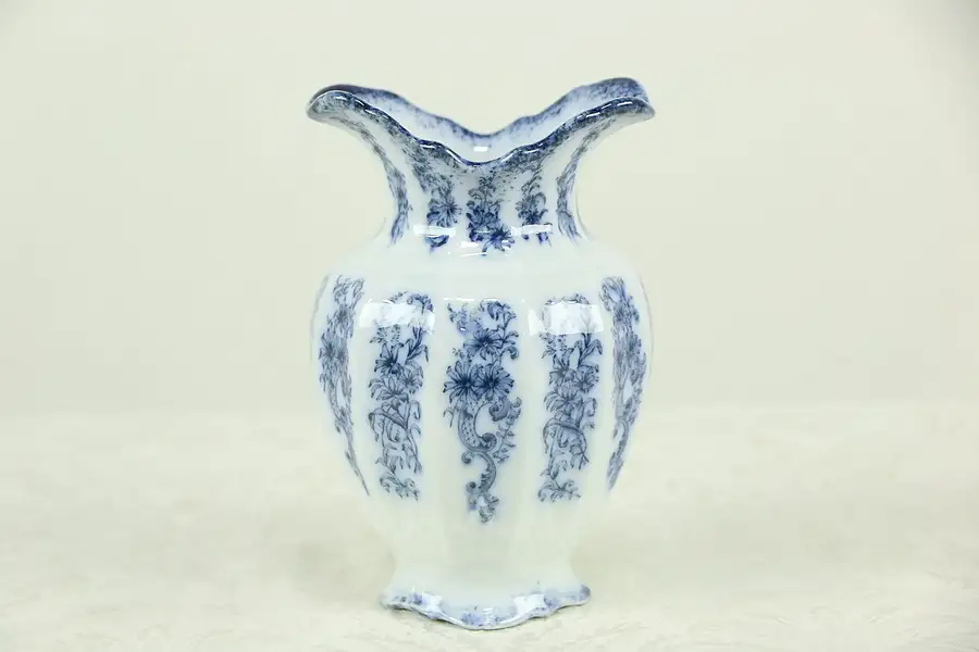 Main image of Flow Blue Antique Toothbrush Holder, Signed Athena by Grindley, England