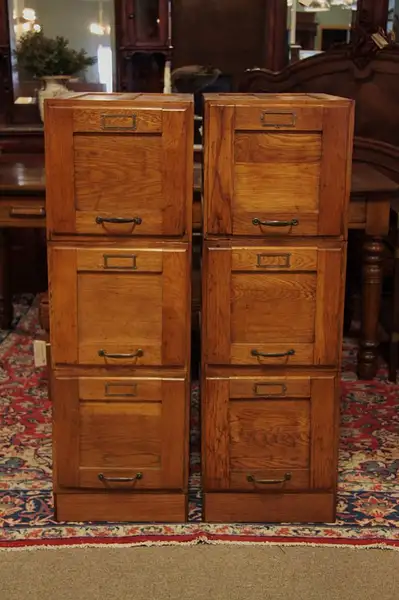 Main image of Pair 3-Stack Arts & Crafts Mission Oak File Cabinets
