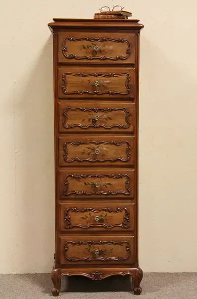 Main image of Semainier or 7 Drawer Carved Antique Italian Lingerie Chest