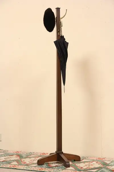 Main image of Arts & Crafts Mission Oak Hall Stand, Coat Tree or Hat Rack
