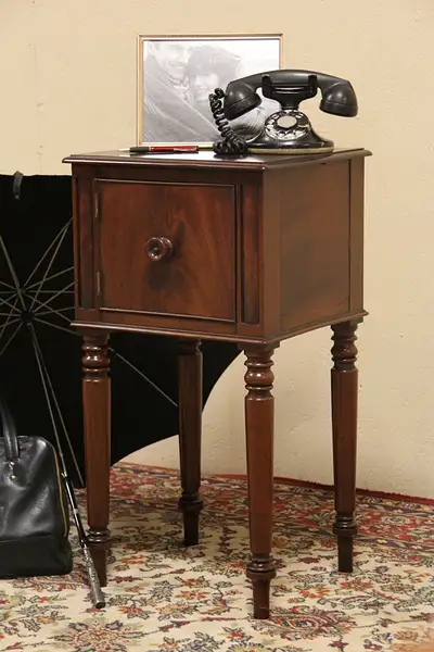 Main image of Nightstand, Antique 1880 Bedside or End Table & Jewelry Chest