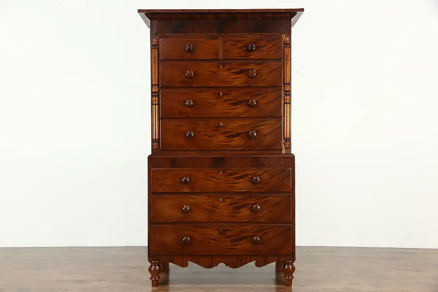 Main image of Scottish 1860 Antique Mahogany Highboy or Tall Chest on Chest
