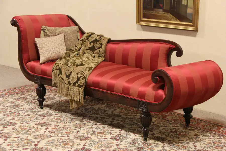 Main image of Empire or Late Biedermeier 1840 Antique Recamier, Chaise or Lounge