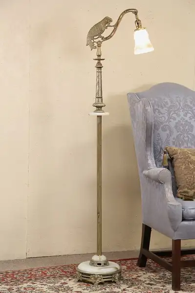 Main image of Onyx Bridge Floor Reading Lamp 1940's Vintage
