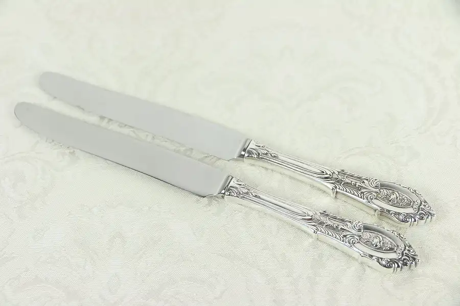 Main image of Pair of 9" Sterling Silver Dinner Knives Rose Point by Wallace