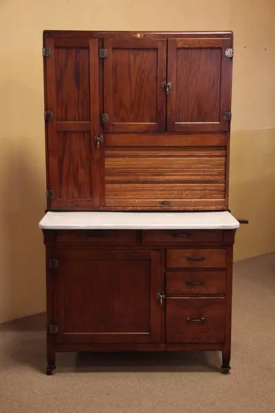 Main image of Napanee Hoosier Kitchen Cabinet, Oak Roll Top