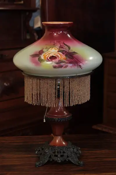 Main image of Lamp 1920 Glass Shade and Beaded Fringe