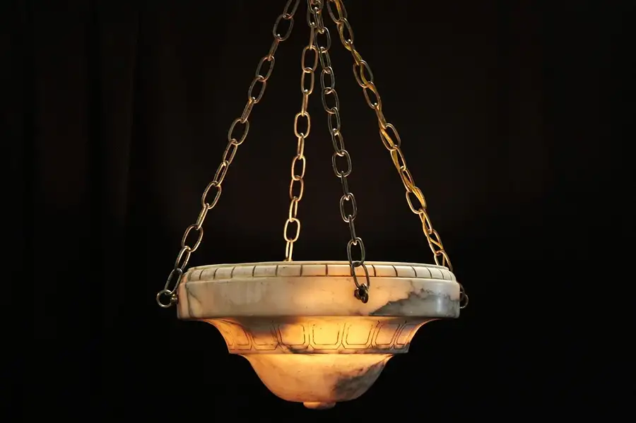 Main image of Alabaster Art Deco Antique Ceiling Light Fixture