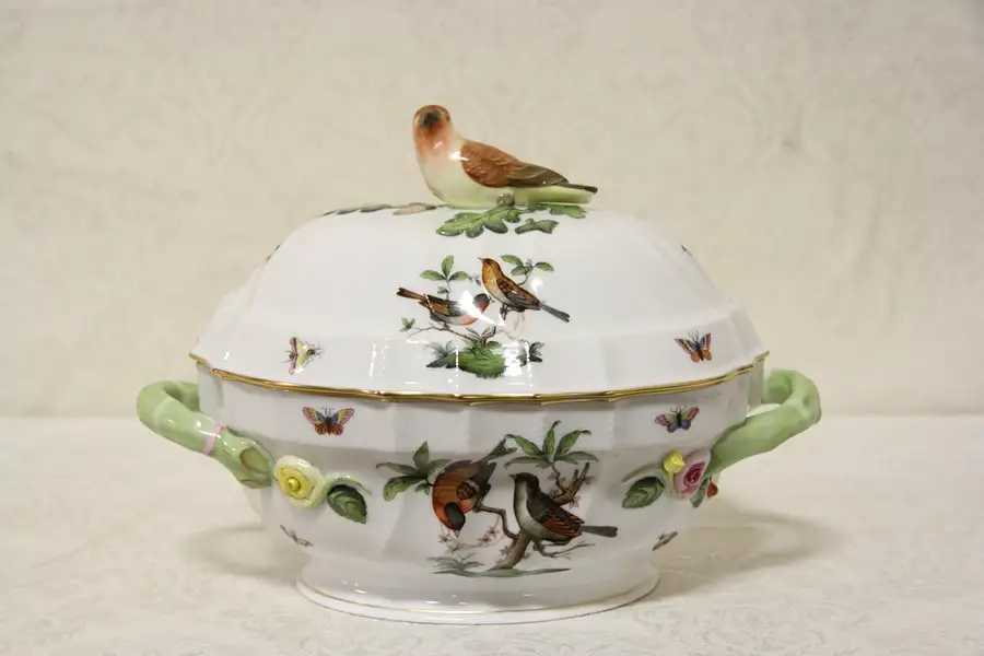 Main image of Herend Rothschild Oval Bird Tureen with Bird