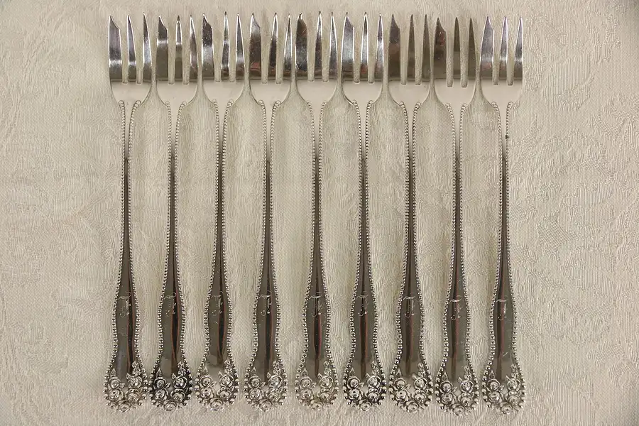 Main image of Sterling Silver Set of 9 Signed Gorham Lancaster 1900 Lemon or Seafood Forks