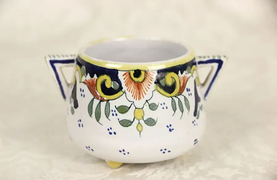 Main image of Le Havre Jam or Mustard Pot, Hand Painted & Signed, France