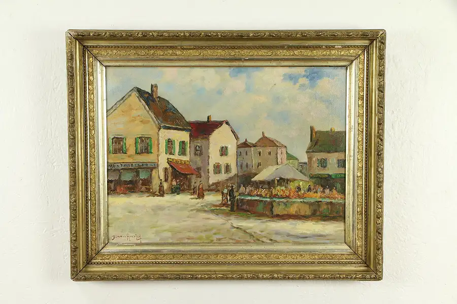 Main image of The Flower Vendors in France, Original Oil Painting, Dennis Ainsley