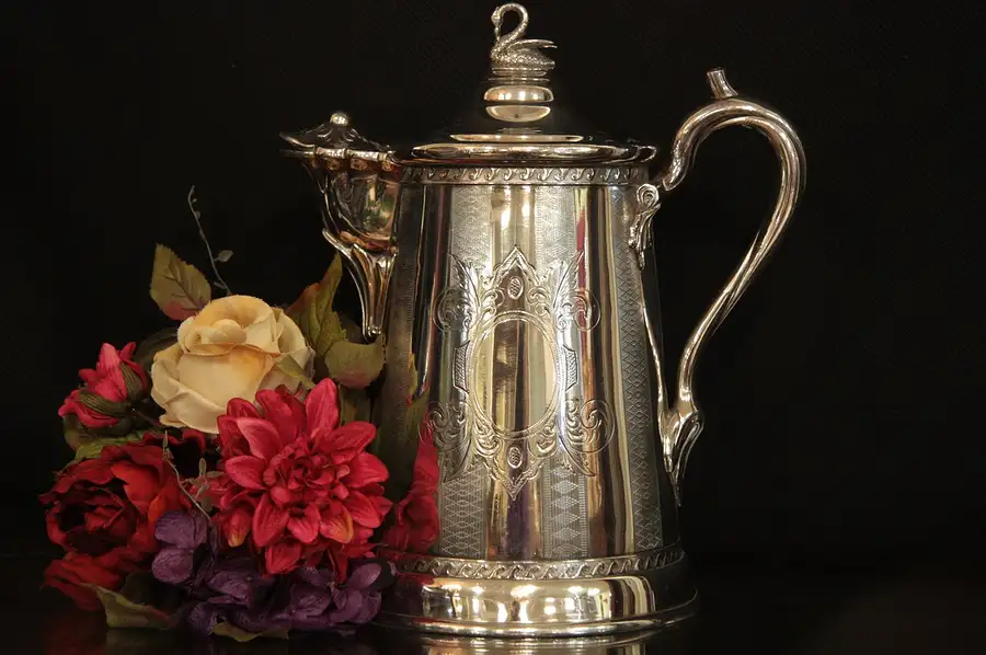 Main image of Victorian Stimpson NY Silver Water Pitcher, Swan