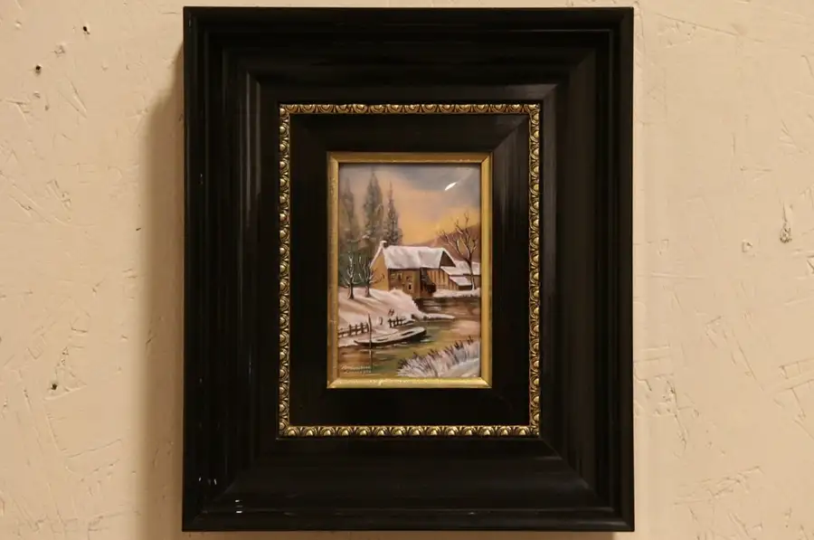 Main image of Limoges Betourne Copper Plate Framed Enamel Painting
