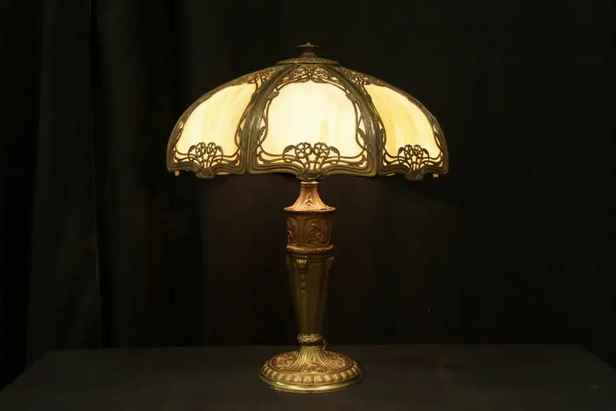 Main image of Stained Glass 1910 Antique Panel Table Lamp