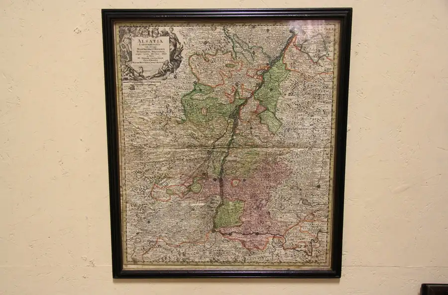 Main image of Mattei Seutteri 1700's Antique Colored Map of Alsace between Germany & France