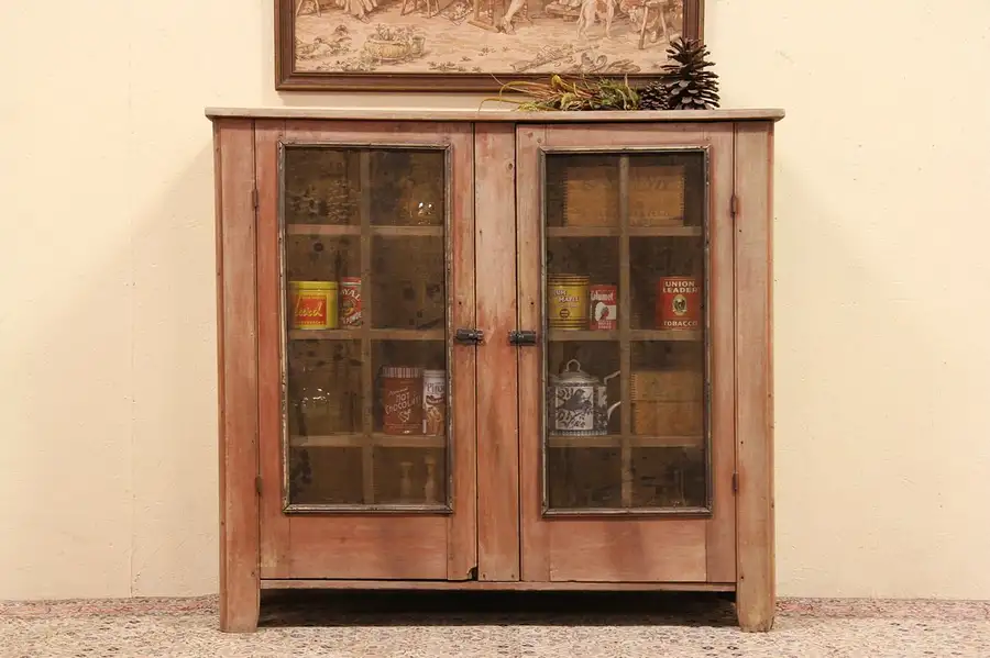 Main image of Country Antique 1890 Screened Pie Safe Cupboard