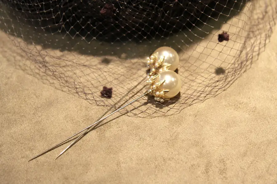 Main image of Pair of Vintage Faux Pearl Hat Pins