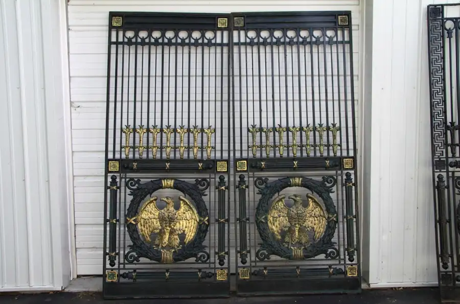 Main image of Pair of Antique 1900 Iron Eagle Bank or Wine Cellar Gates