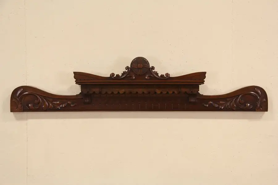 Main image of Carved Architectural Salvage Fragment 1875 Antique Walnut Crest