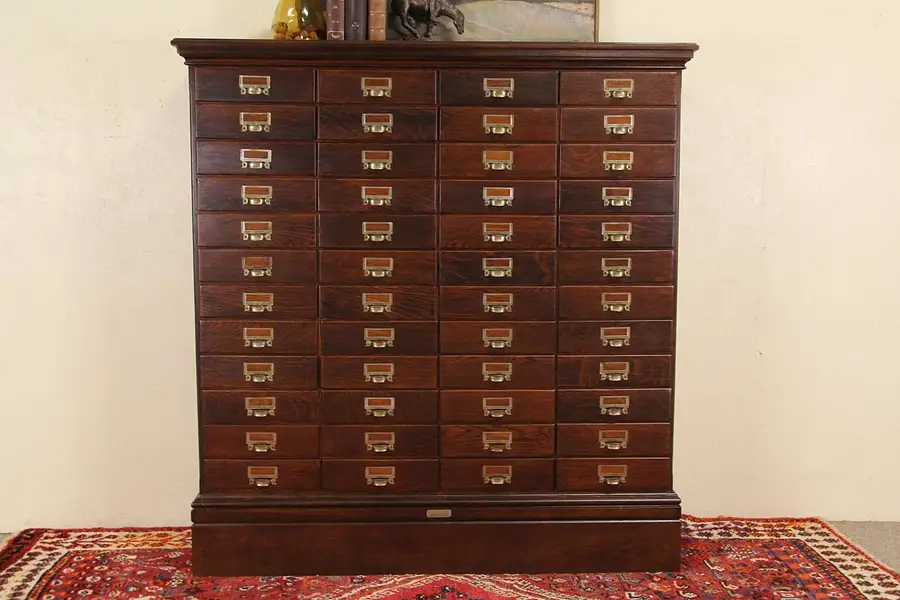 Main image of Oak 1900 Antique 48 Drawer File Cabinet, "A.B. Dick, Chicago"