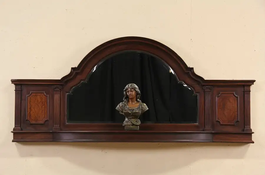 Main image of Architectural Salvage Antique 1900 Wall or Mantel Mirror & Shelf