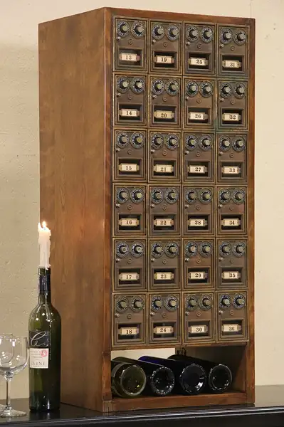 Main image of Postal Mail Boxes, 1910 Set of 24, Bronze Combination Lock Doors