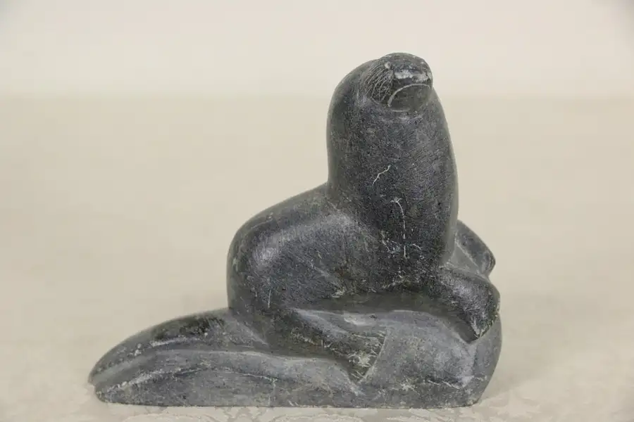 Main image of Inuit Hand Carved Soapstone Seal Sculpture
