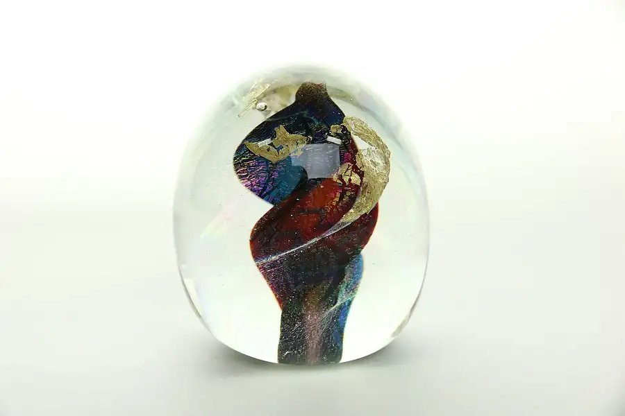 Main image of Paperweight Blown Glass & Gold Leaf, Signed Freund 93
