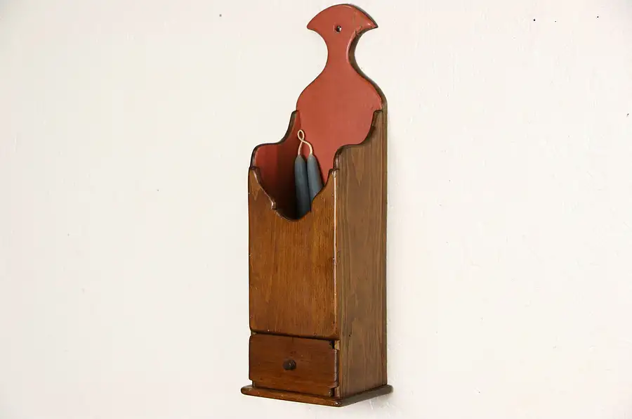 Main image of Country Pine Vintage Wall Hanging Candle Box, Wall Caddy
