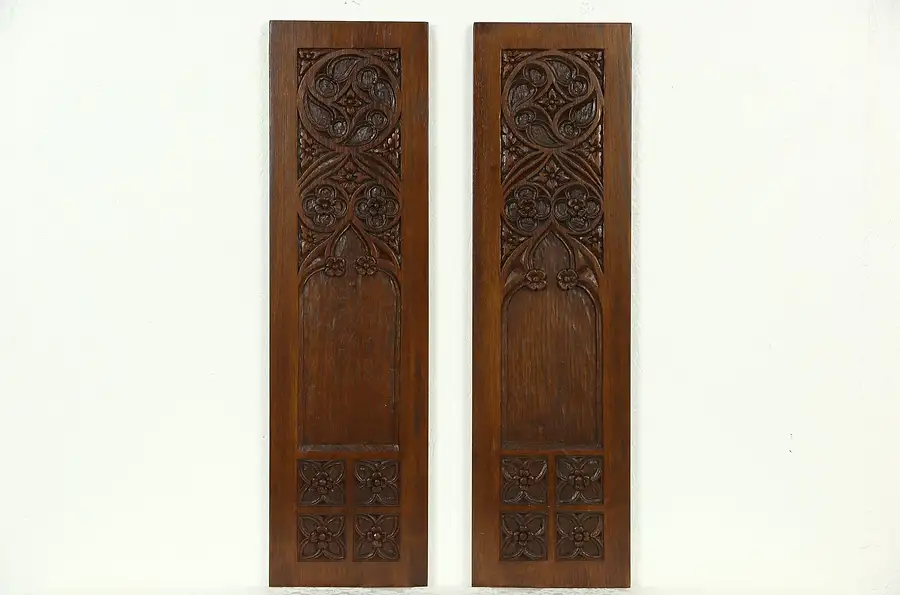 Main image of Pair of Antique Dutch Gothic Hand Carved Architectural Fragments