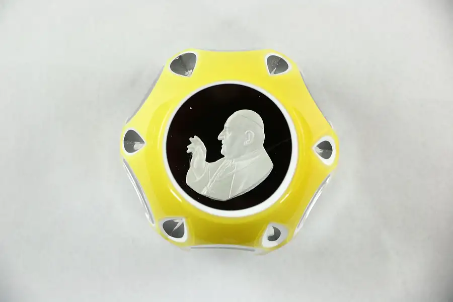 Main image of Baccarat signed 1963 Pope John XXIII Sulphide Paperweight