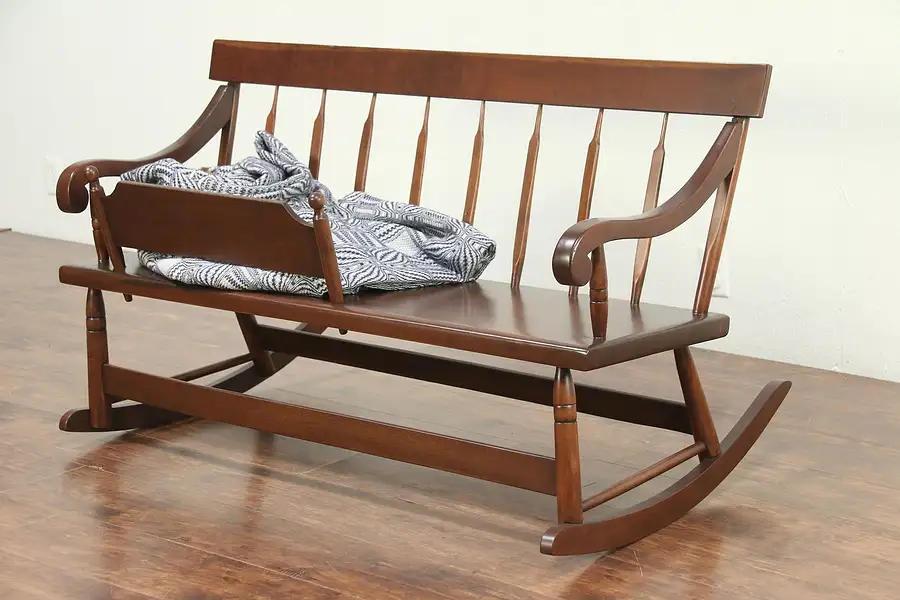 Main image of Rocking Hall or Mammy Bench, Baby Cradle Rocker, 1840's Antique, Ohio