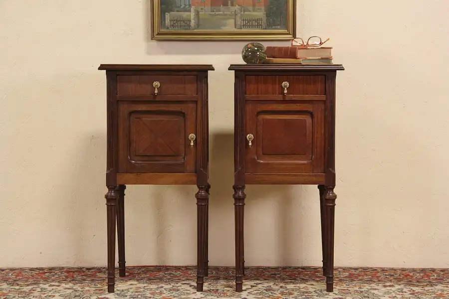Main image of Pair of Antique 1920 French Nightstands or Bedside Tables