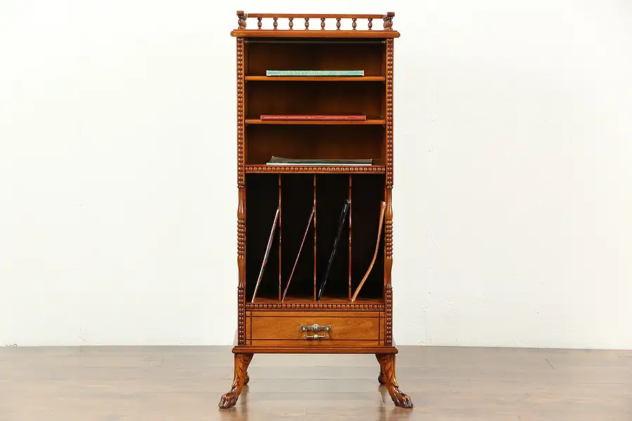 Main image of Victorian 1895 Antique Carved Music or Folio Cabinet, Magazine Rack