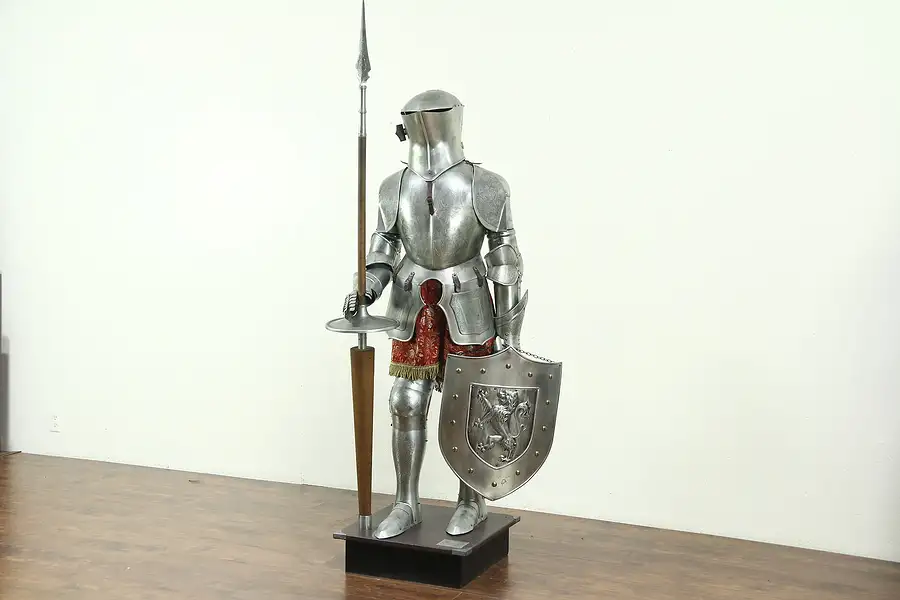 Main image of Set of Vintage Armor with Engraving & Stand, Signed Marto, Spain