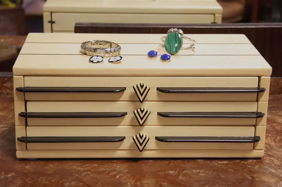 Main image of Art Deco Maple & Ebony Jewelry Chest, Templeton