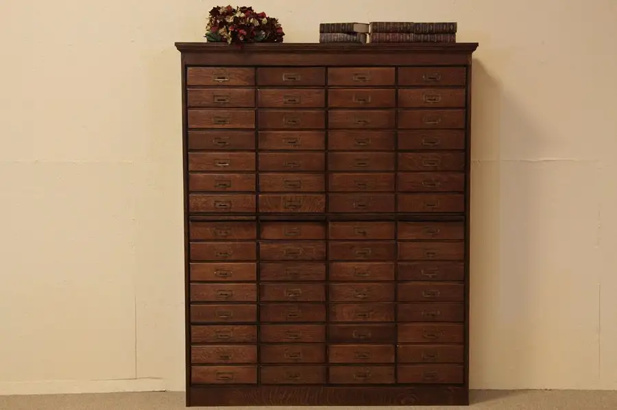 Main image of Oak Antique New York 60 Drawer File Cabinet