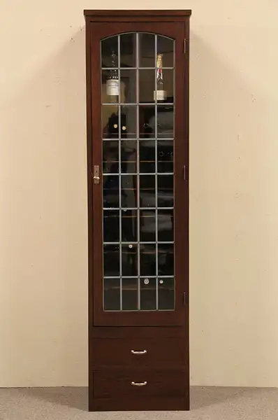 Main image of Arts & Crafts Oak Cabinet, Leaded Glass Door