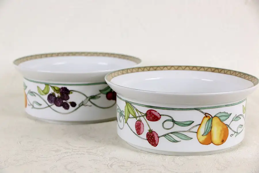 Main image of Pair of DANSK PORTUGAL UMBRIAN FRUITS Vegetable 8" Wide Serving Bowls