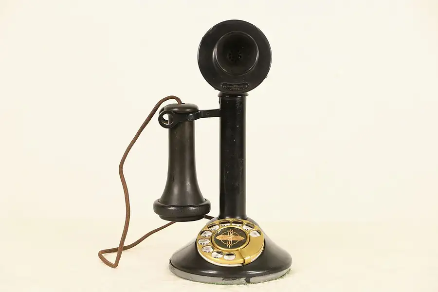 Main image of Candlestick 1920's Antique Dial Telephone, Signed Western Electric