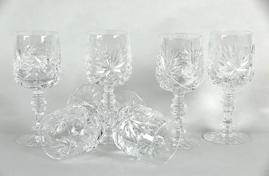 Main image of Colwein by Kristall Neubert Set of 6 Cut Crystal 6" Tall Wine or Water Goblets