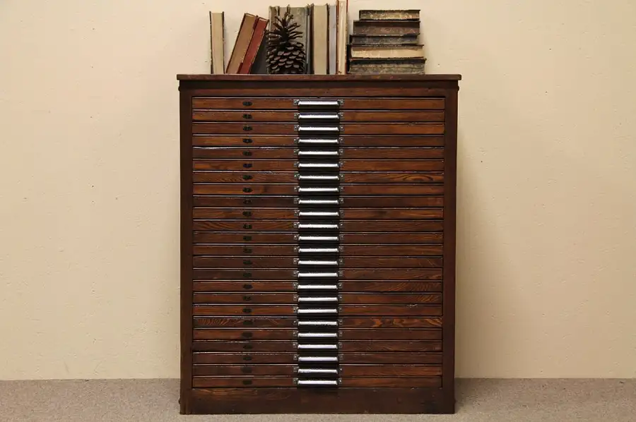 Main image of Hamilton 24 Drawer Oak Printer's File Cabinet